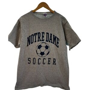 Vtg MV Sport Single Stitch T-shirt Notre Dame soccer sz XL made in USA gray blue